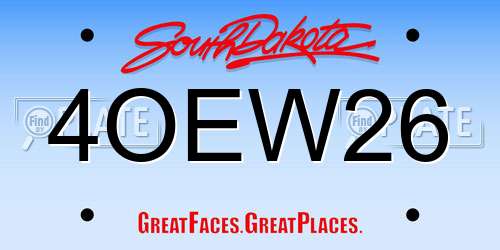 4OEW26 South Dakota License Plate