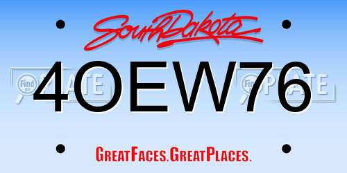 4OEW76 South Dakota License Plate
