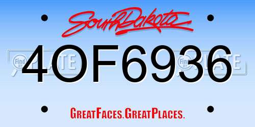 4OF6936 South Dakota License Plate
