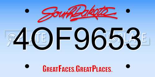 4OF9653 South Dakota License Plate