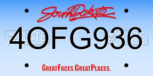 4OFG936 South Dakota License Plate