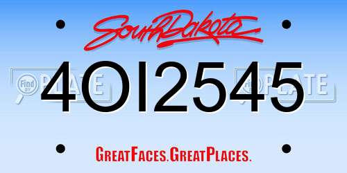 4OI2545 South Dakota License Plate