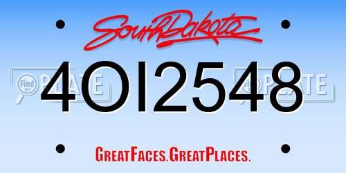 4OI2548 South Dakota License Plate