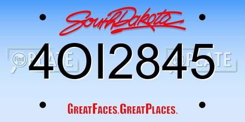 4OI2845 South Dakota License Plate