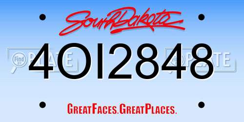 4OI2848 South Dakota License Plate