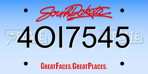 4OI7545 South Dakota License Plate