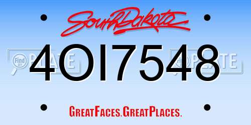4OI7548 South Dakota License Plate