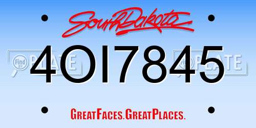 4OI7845 South Dakota License Plate