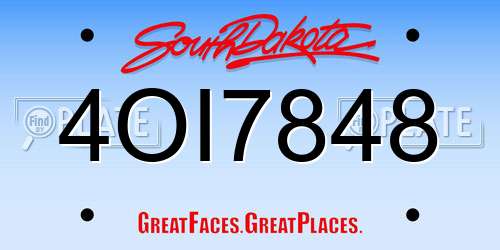 4OI7848 South Dakota License Plate