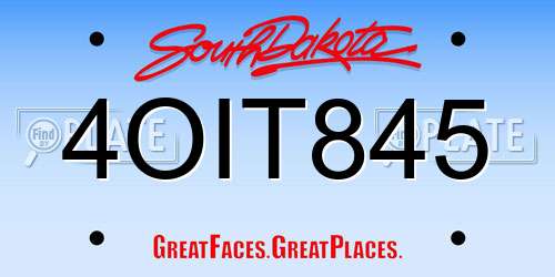 4OIT845 South Dakota License Plate