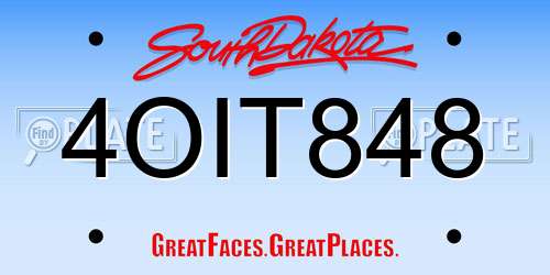 4OIT848 South Dakota License Plate