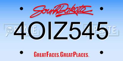 4OIZ545 South Dakota License Plate