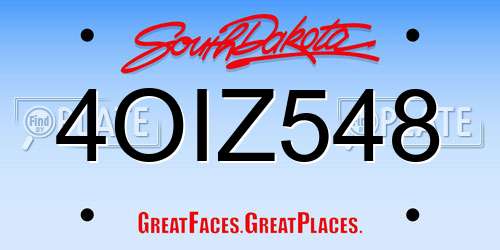 4OIZ548 South Dakota License Plate