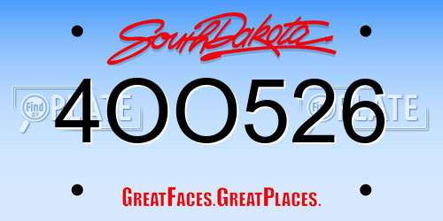 4OO526 South Dakota License Plate