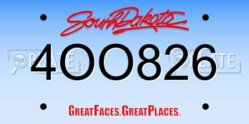 4OO826 South Dakota License Plate