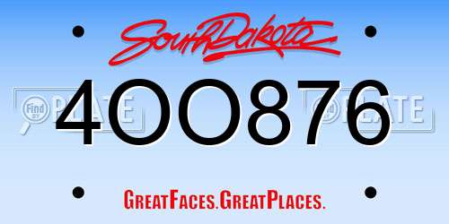 4OO876 South Dakota License Plate