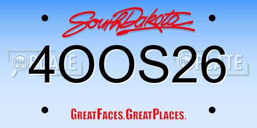 4OOS26 South Dakota License Plate