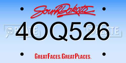 4OQ526 South Dakota License Plate