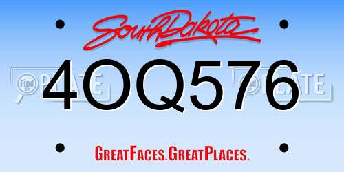 4OQ576 South Dakota License Plate