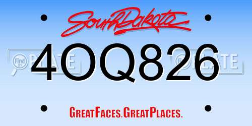 4OQ826 South Dakota License Plate