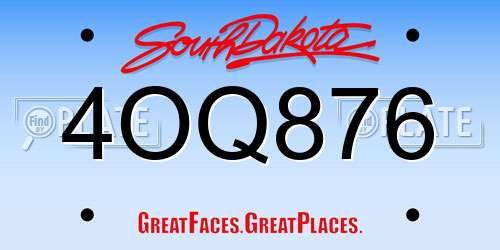 4OQ876 South Dakota License Plate