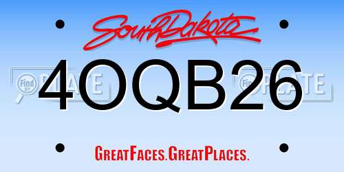 4OQB26 South Dakota License Plate