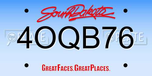 4OQB76 South Dakota License Plate