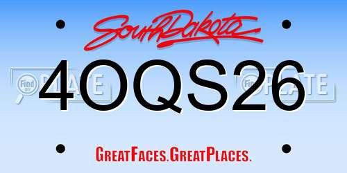 4OQS26 South Dakota License Plate