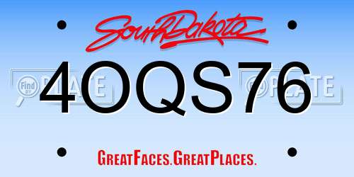 4OQS76 South Dakota License Plate