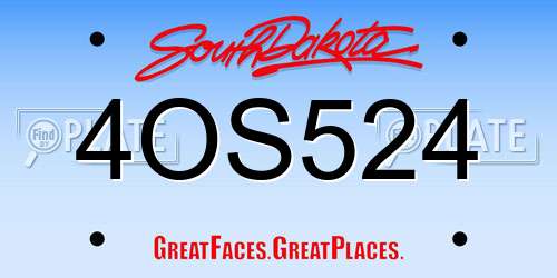 4OS524 South Dakota License Plate