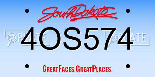 4OS574 South Dakota License Plate
