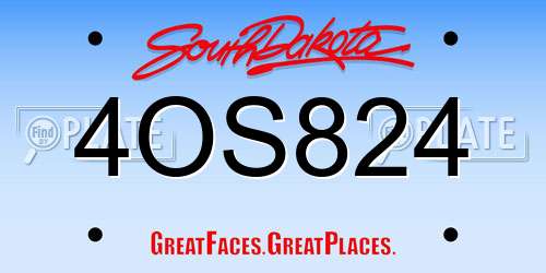 4OS824 South Dakota License Plate