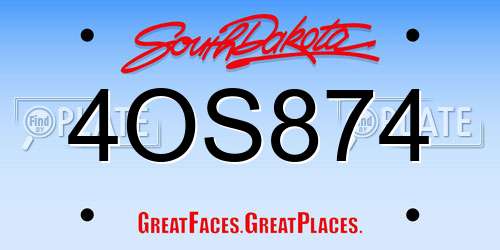 4OS874 South Dakota License Plate