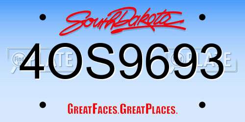 4OS9693 South Dakota License Plate