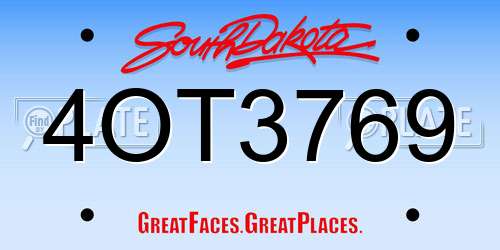 4OT3769 South Dakota License Plate