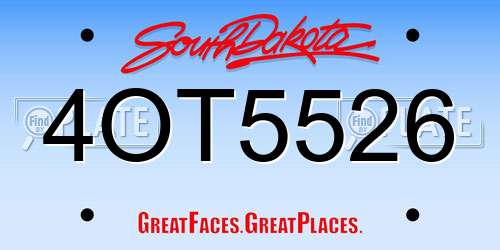 4OT5526 South Dakota License Plate