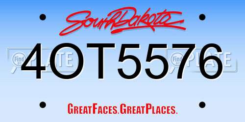 4OT5576 South Dakota License Plate
