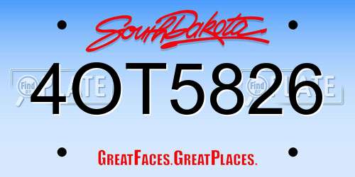 4OT5826 South Dakota License Plate