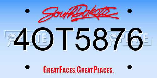 4OT5876 South Dakota License Plate