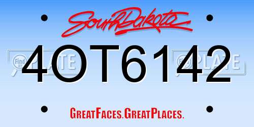 4OT6142 South Dakota License Plate