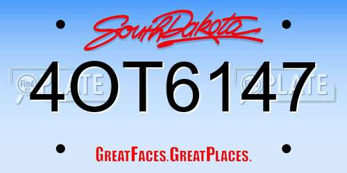 4OT6147 South Dakota License Plate