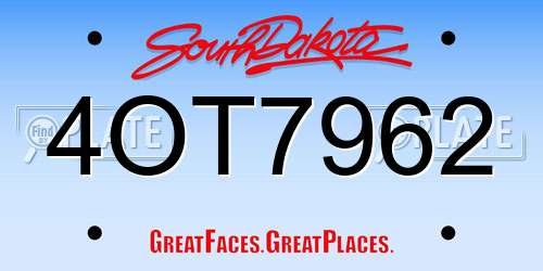 4OT7962 South Dakota License Plate