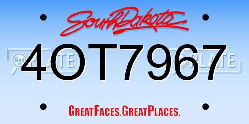 4OT7967 South Dakota License Plate