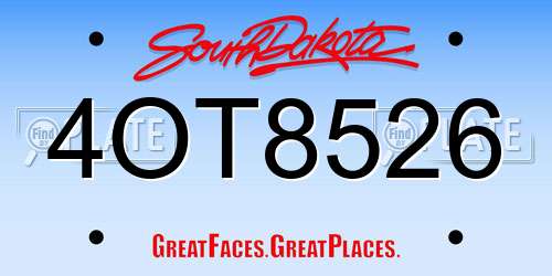 4OT8526 South Dakota License Plate