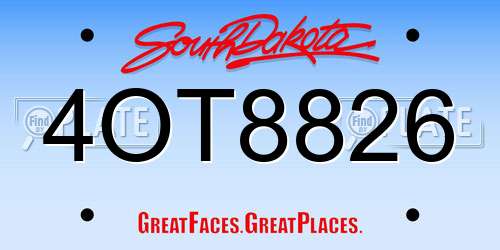 4OT8826 South Dakota License Plate