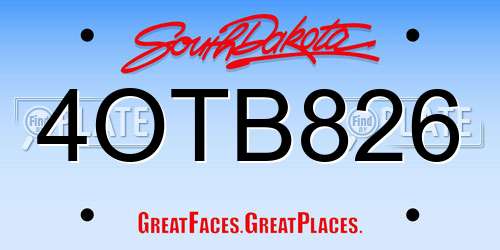 4OTB826 South Dakota License Plate