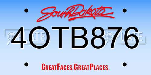 4OTB876 South Dakota License Plate