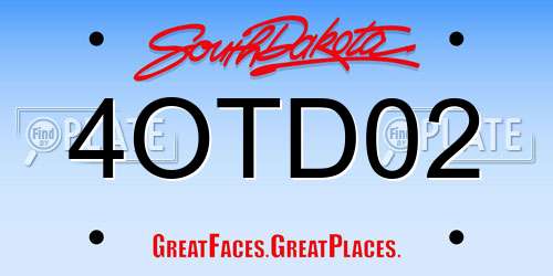 4OTD02 South Dakota License Plate