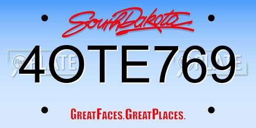 4OTE769 South Dakota License Plate