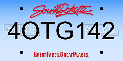4OTG142 South Dakota License Plate